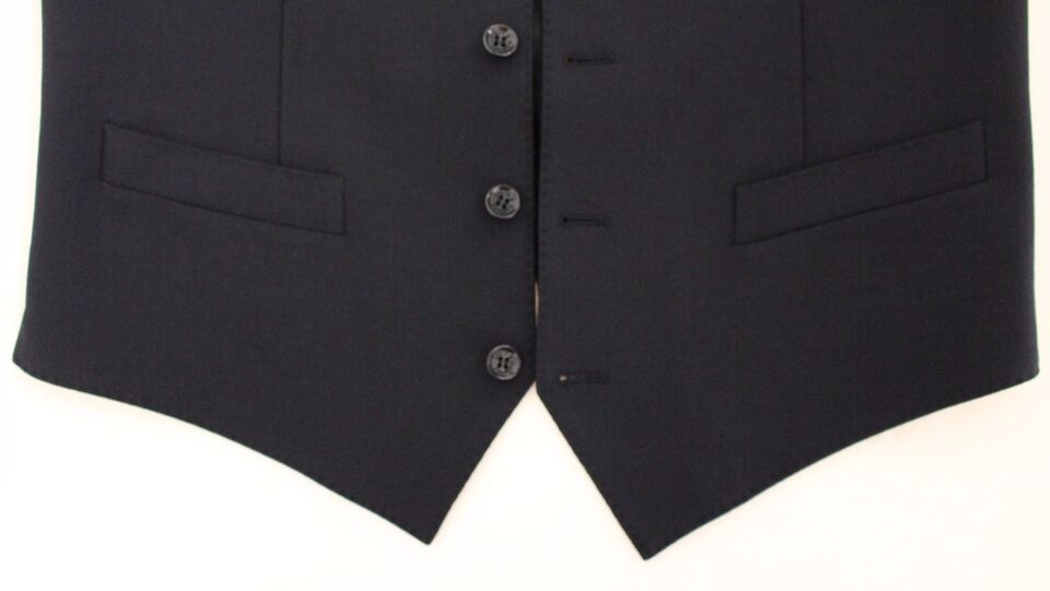 - Elegant Blue Wool Dress Vest