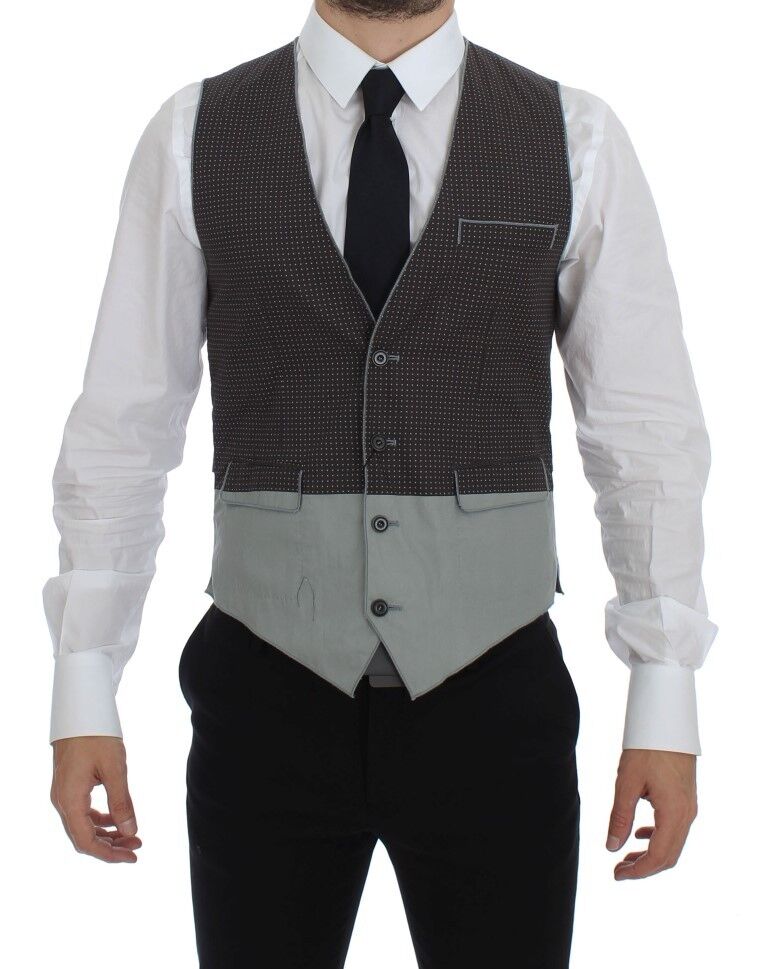- Elegant Gray Cotton Dress Vest