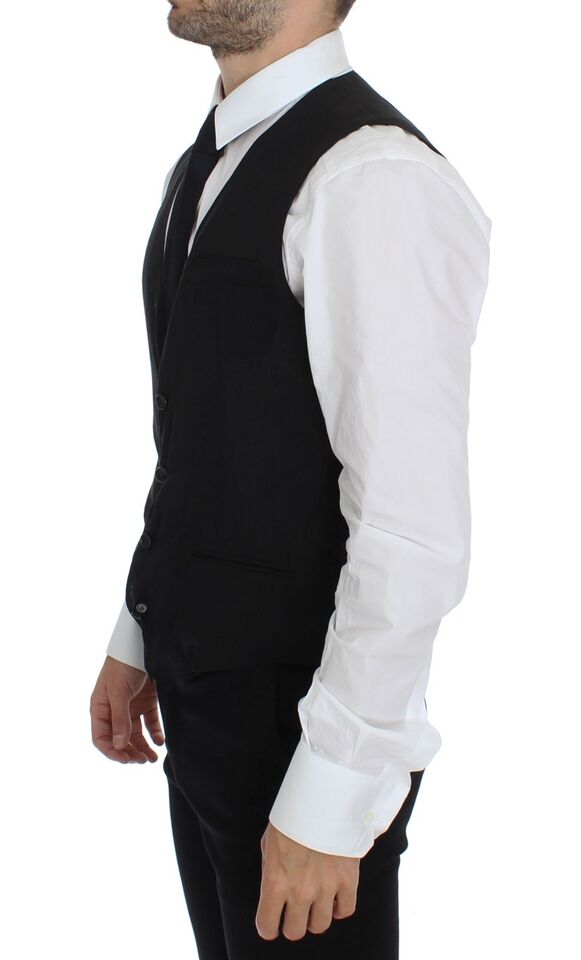 - Elegant Black Wool Dress Vest