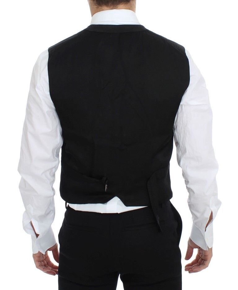 - Elegant Black Cotton Blend Dress Vest