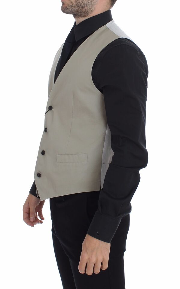 - Chic Beige Single Breasted Dress Vest
