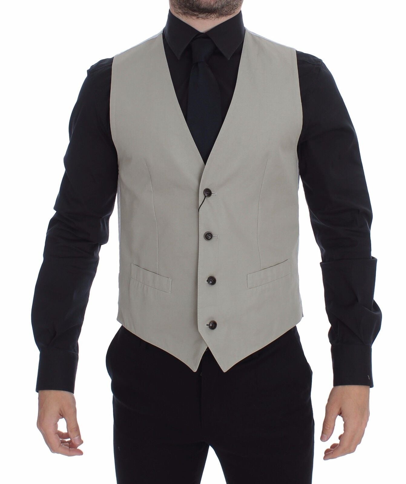 - Chic Beige Single Breasted Dress Vest