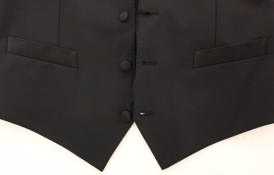 - Elegant Silk-Wool Black Dress Vest