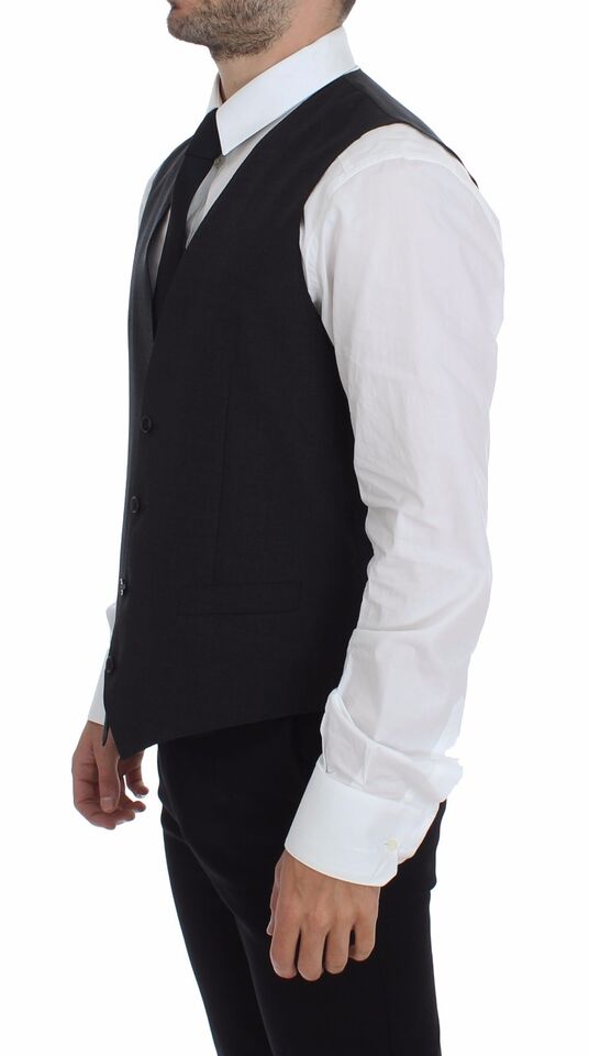 - Sleek Gray Wool Dress Vest