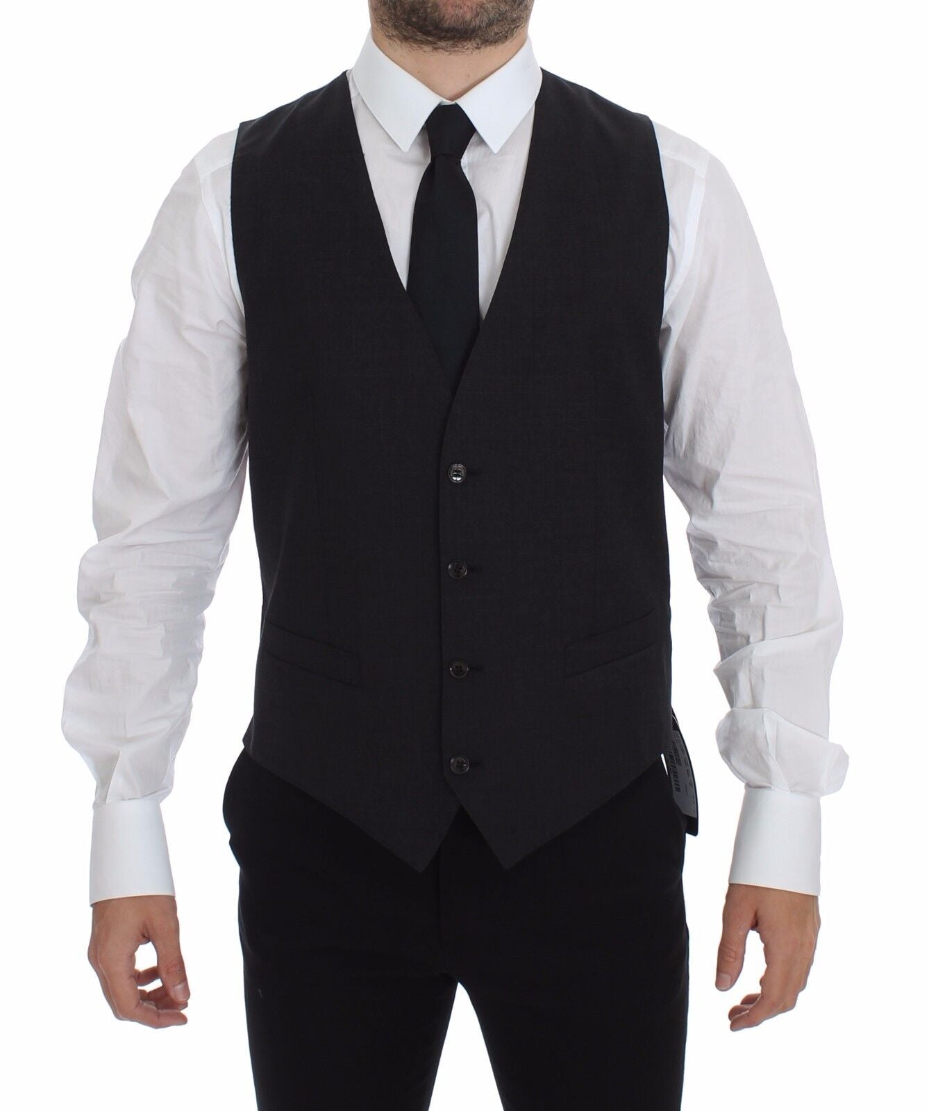 - Sleek Gray Wool Dress Vest