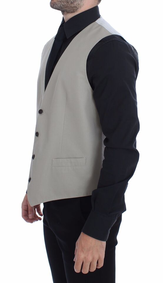 - Elegant Beige Cotton Silk Dress Vest
