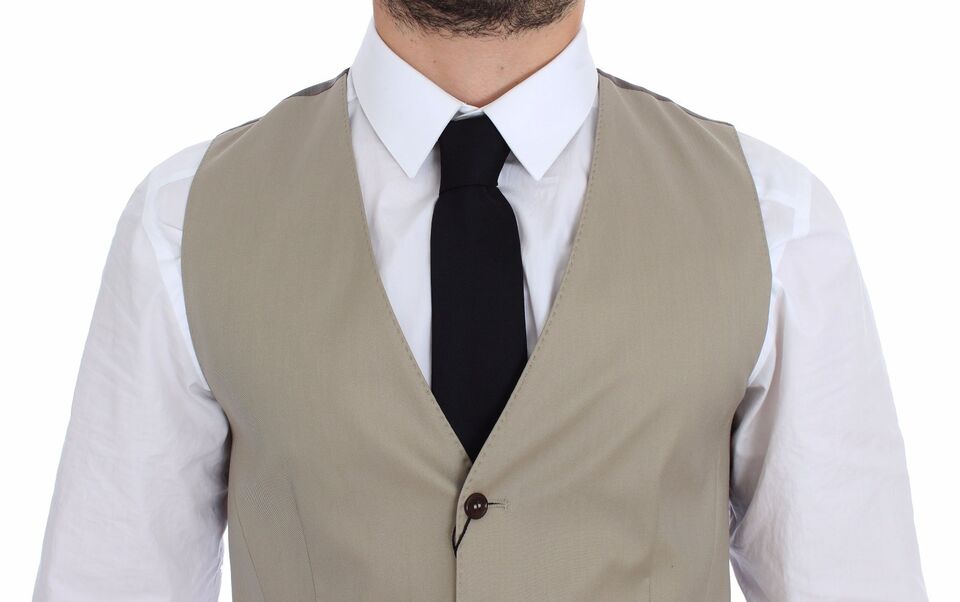 - Elegant Beige Cotton Dress Vest