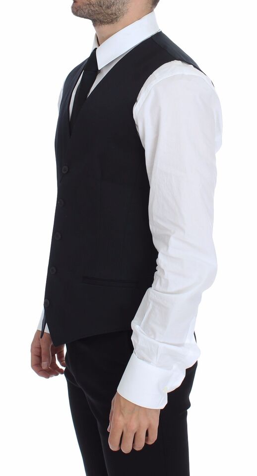 - Elegant Blue Cotton Stretch Dress Vest