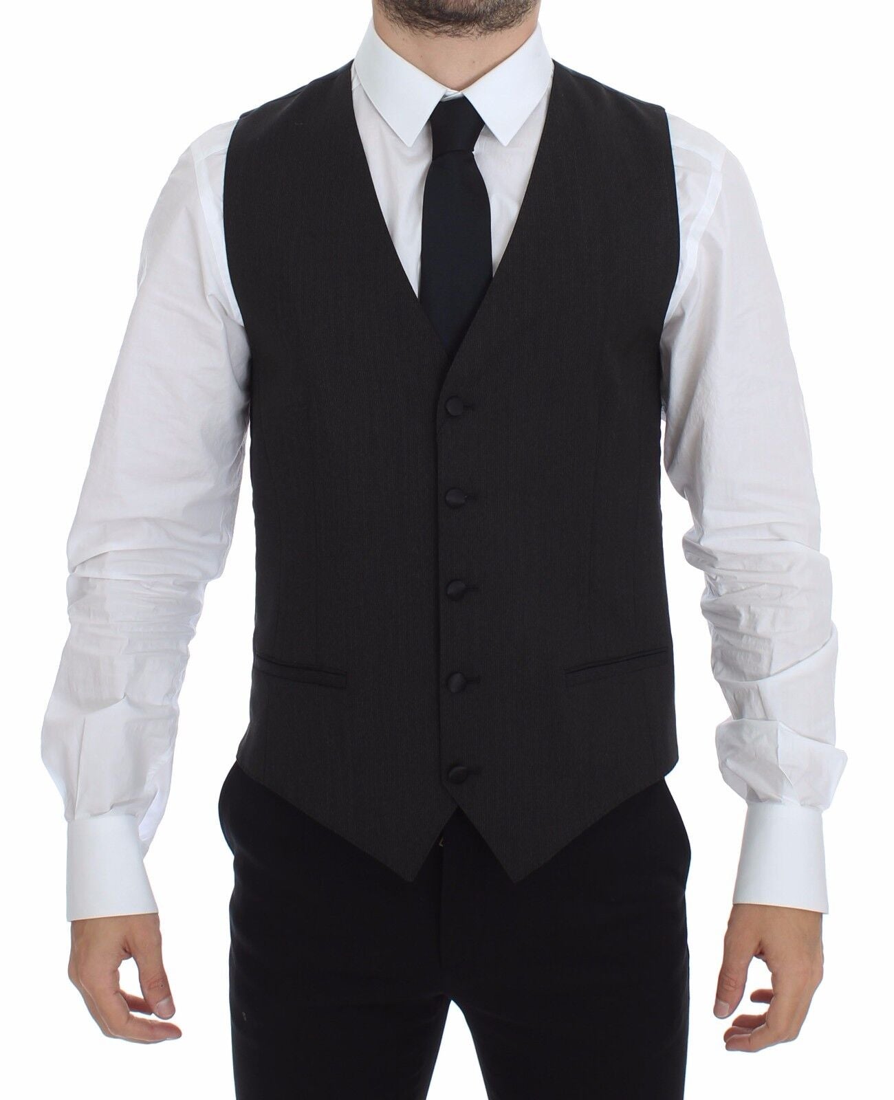 - Classic Gray Wool Blend Dress Vest