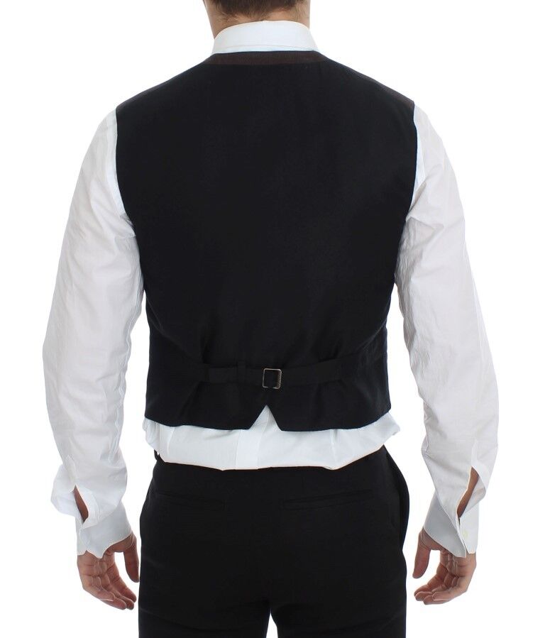 - Elegant Brown Cotton Blend Dress Vest