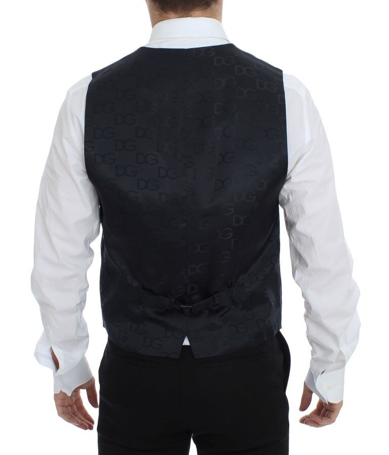 - Elegant Blue Cotton Stretch Dress Vest