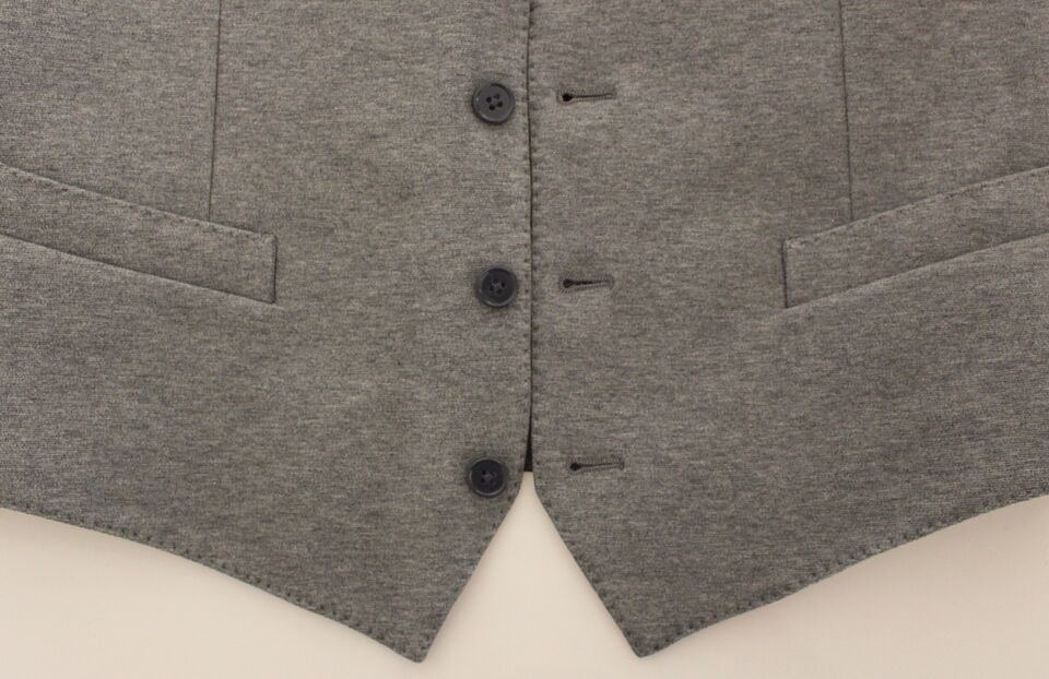 - Elegant Gray Cotton Stretch Dress Vest