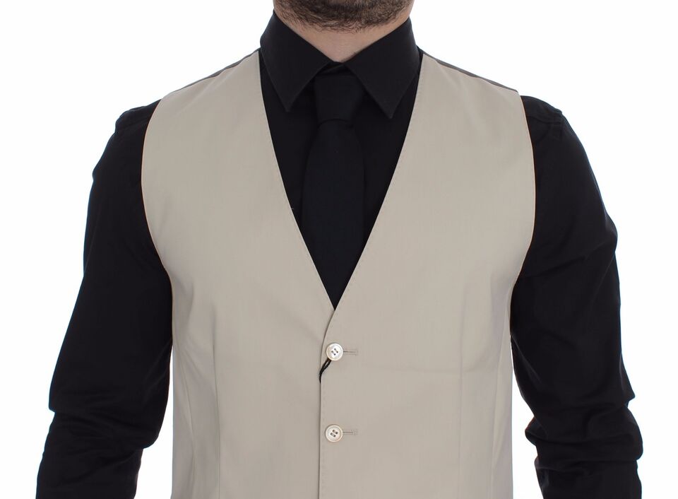 - Elegant Beige Cotton Blend Dress Vest