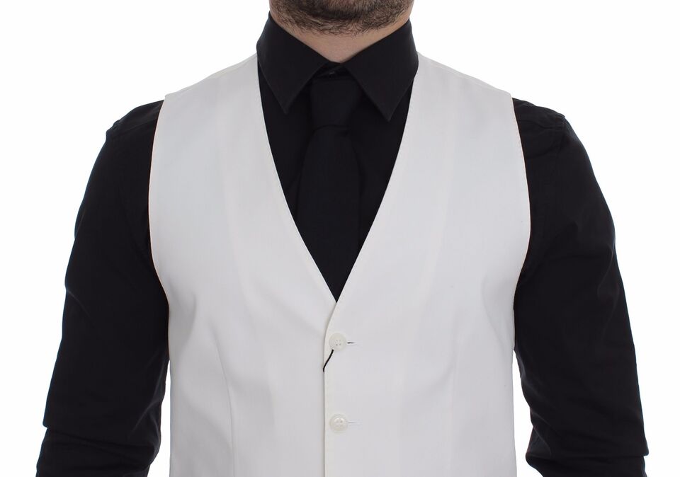 - Elegant White Cotton Silk Dress Vest