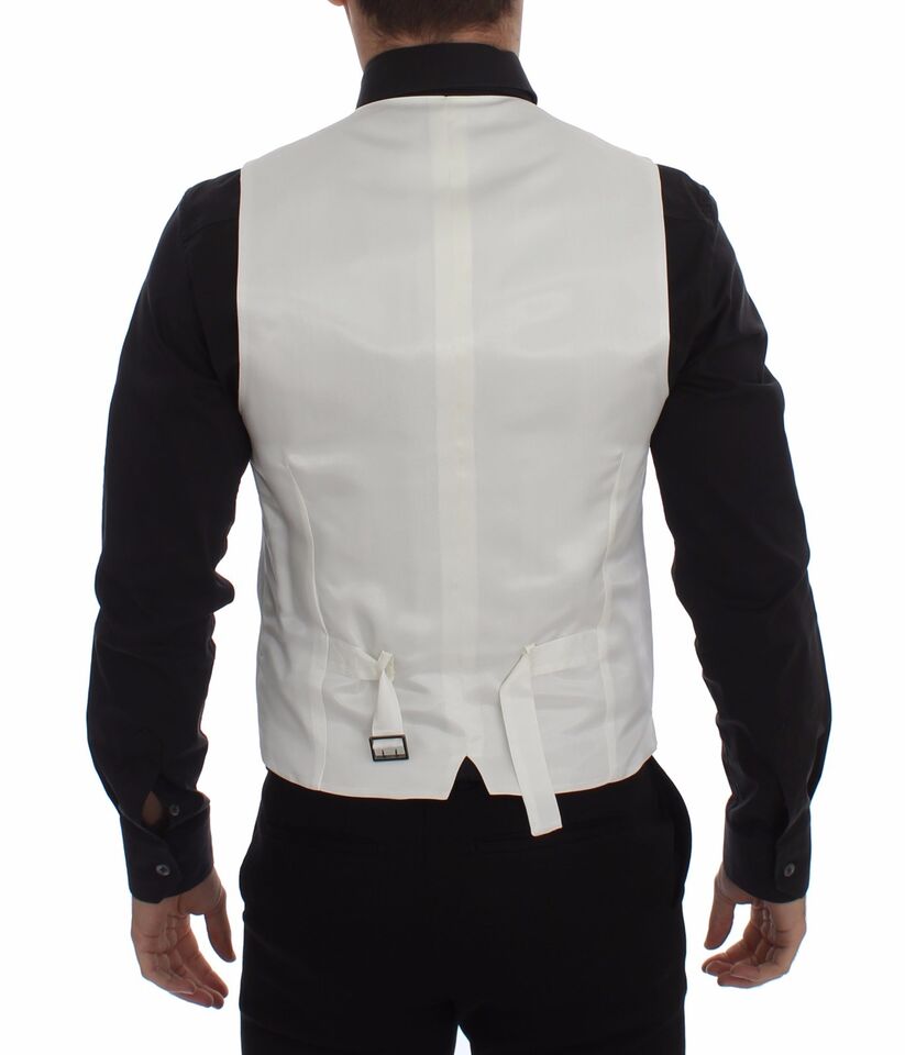 - Elegant White Cotton Silk Dress Vest