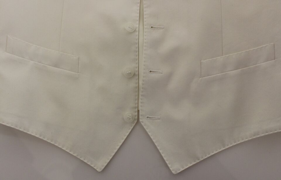 - Elegant White Cotton Silk Dress Vest