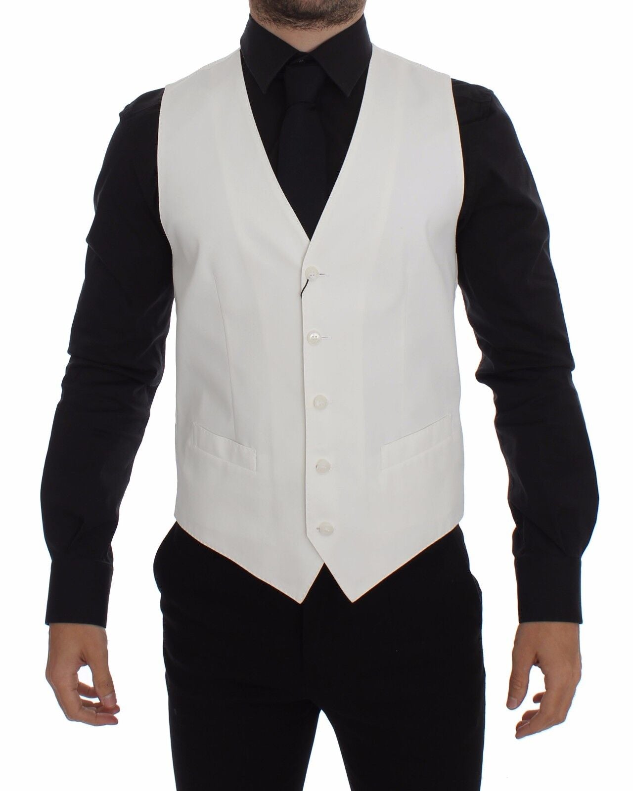 - Elegant White Cotton Silk Dress Vest