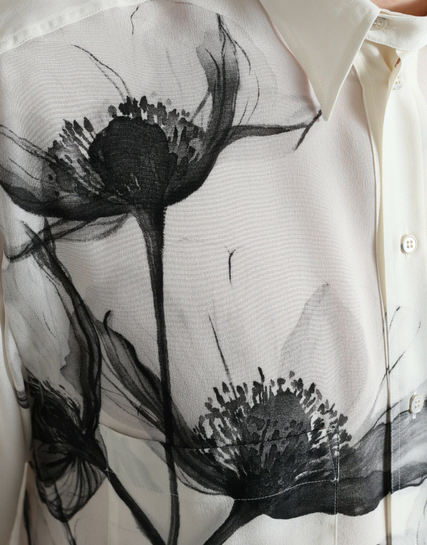 - Elegant Floral Silk Dress Shirt