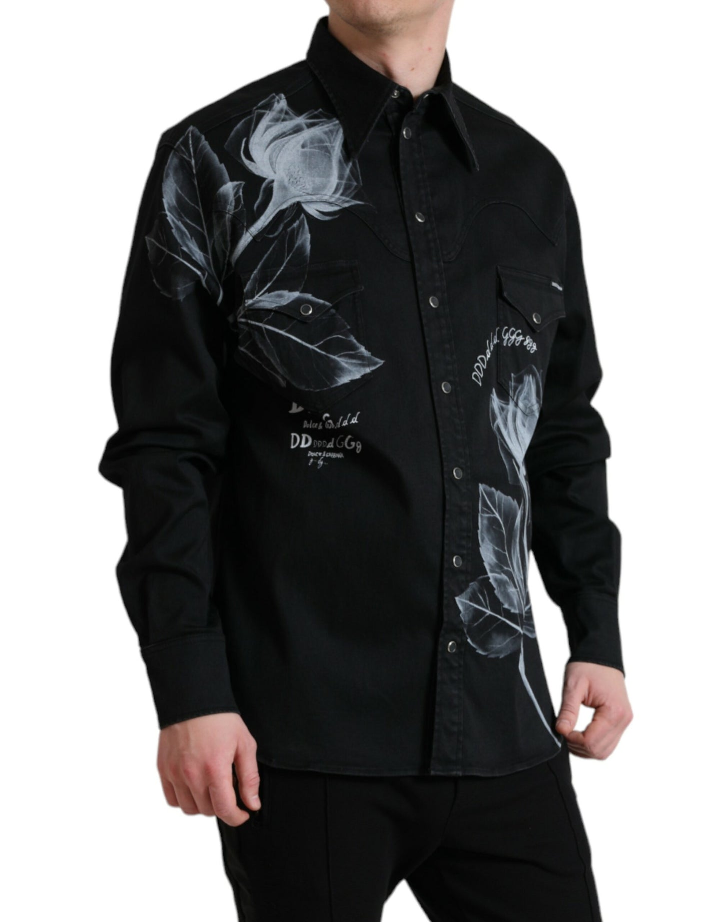- Elegant Floral Print Dress Shirt