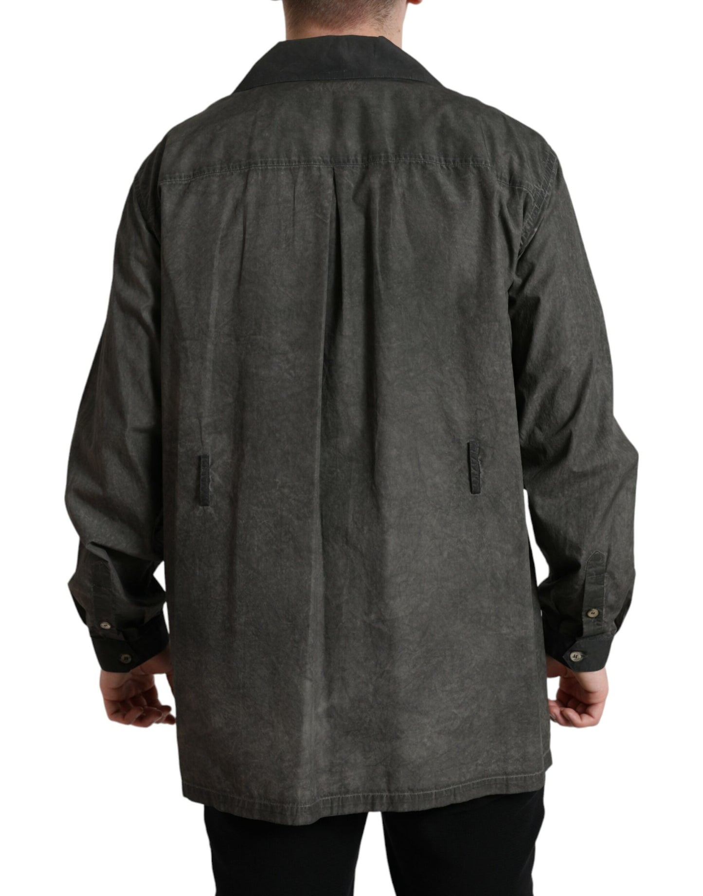 - Elegant Dark Gray Cotton Button-Down Shirt