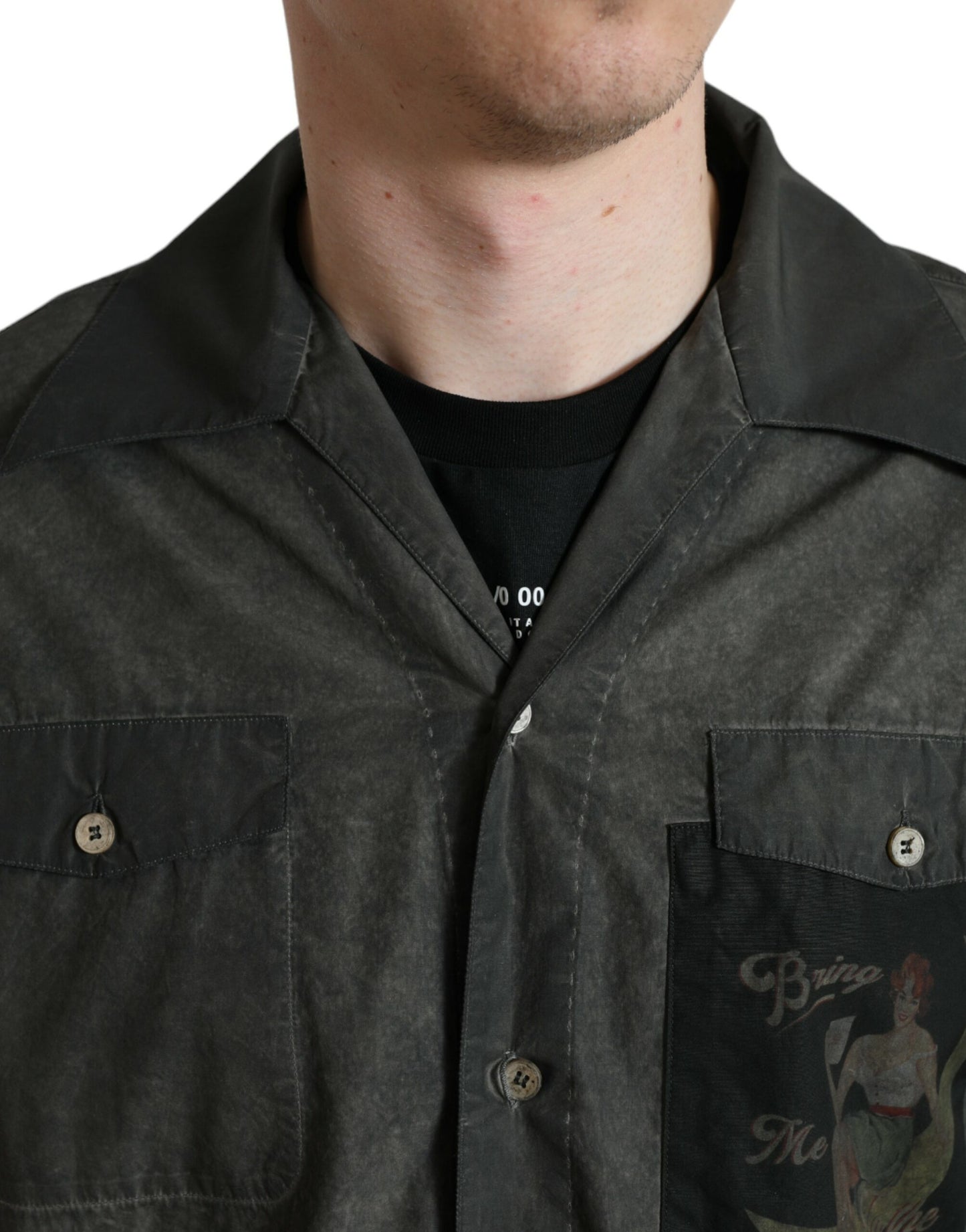- Elegant Dark Gray Cotton Button-Down Shirt
