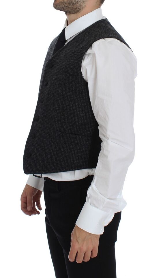 - Elegant Gray Wool Blend Dress Vest