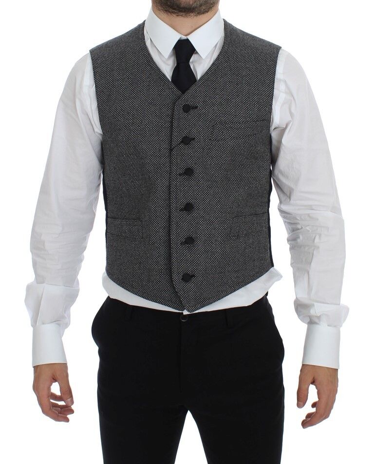 - Elegant Single Breasted Gray Dress Vest