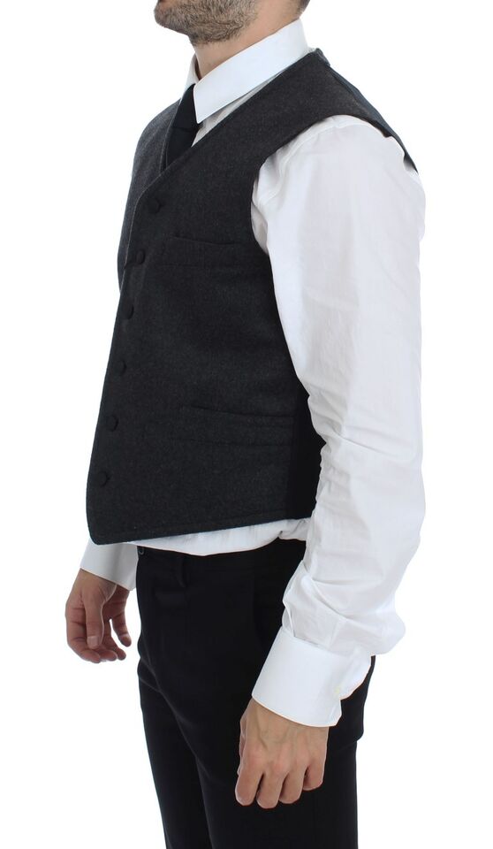 - Elegant Gray Wool Blend Dress Vest