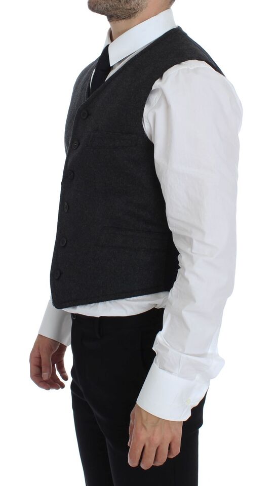 - Elegant Gray Wool Blend Dress Vest