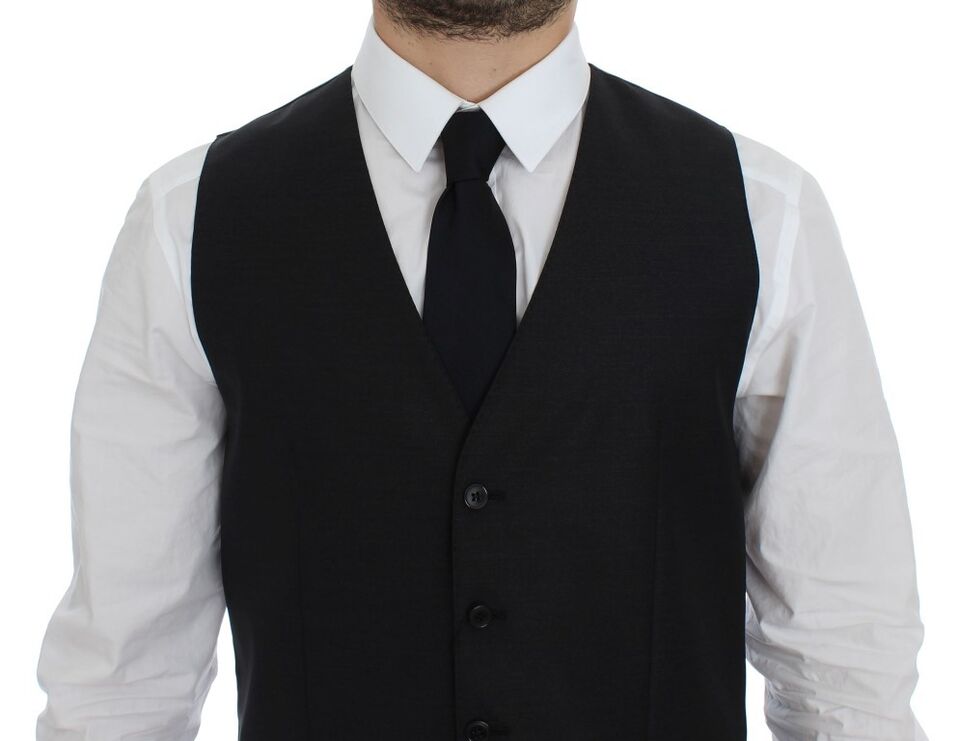- Elegant Gray Wool Blend Dress Vest