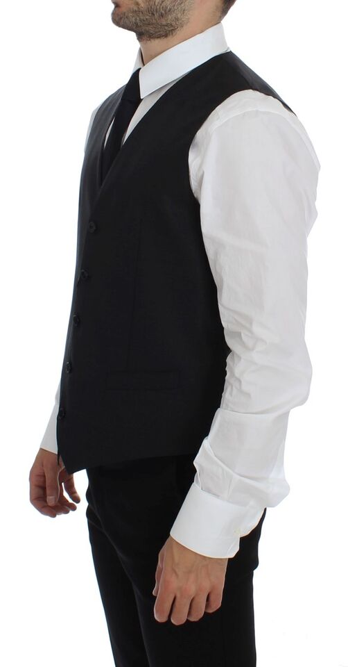 - Elegant Gray Wool Blend Dress Vest