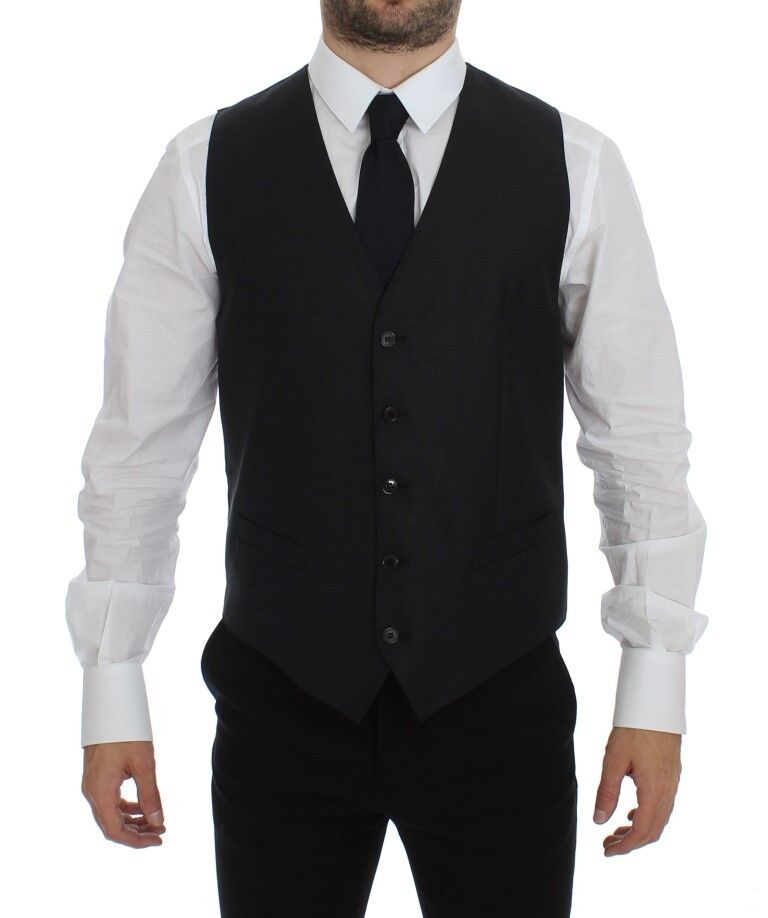- Elegant Gray Wool Blend Dress Vest