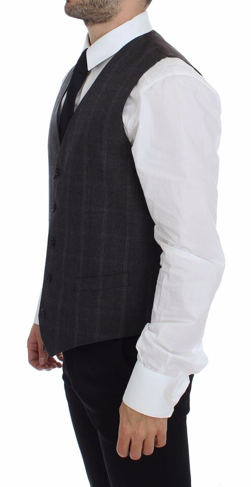 - Elegant Checkered Wool Dress Vest