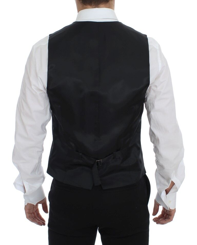 - Elegant Gray Striped Dress Vest