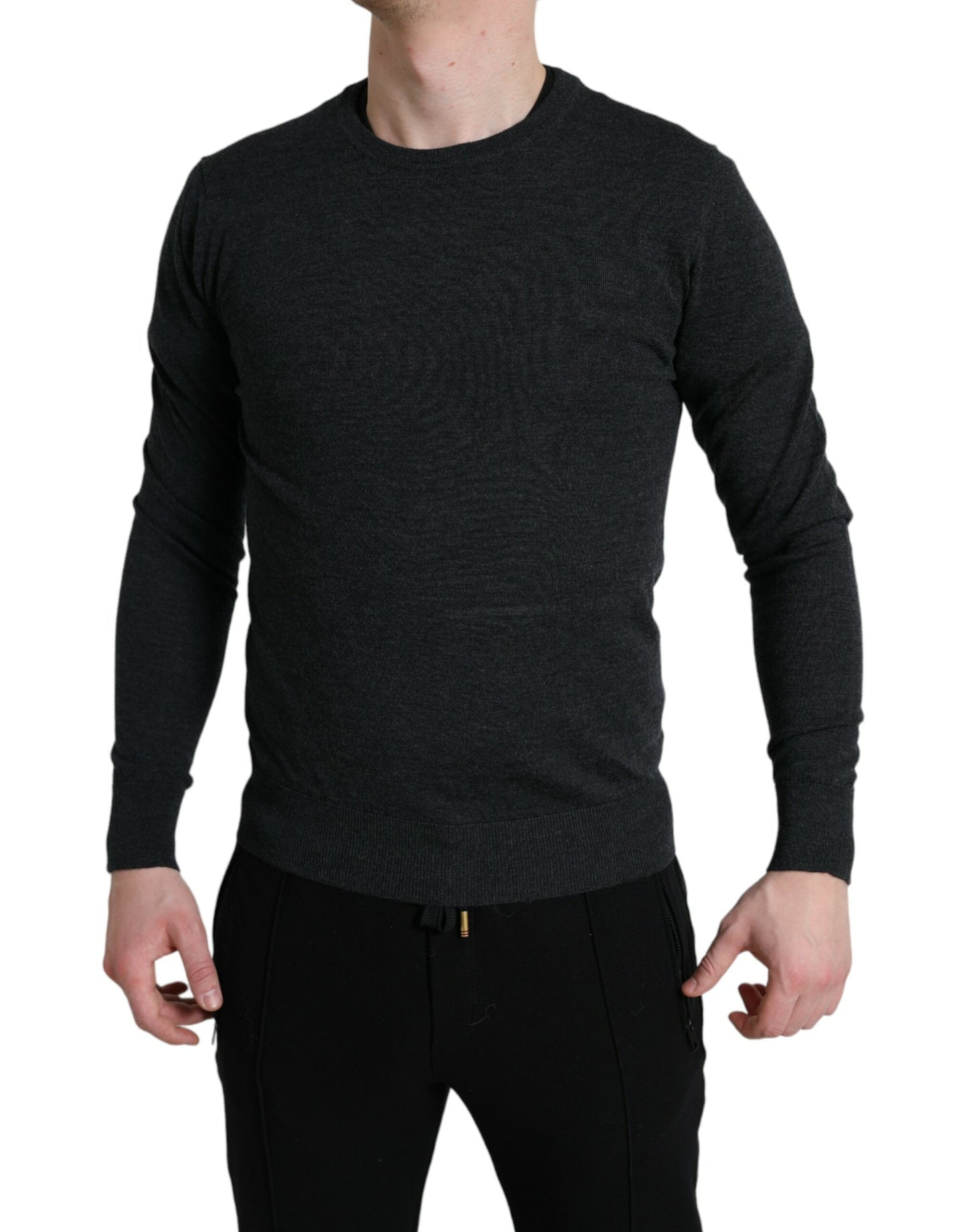 - Elegant Gray Wool Pullover Sweater