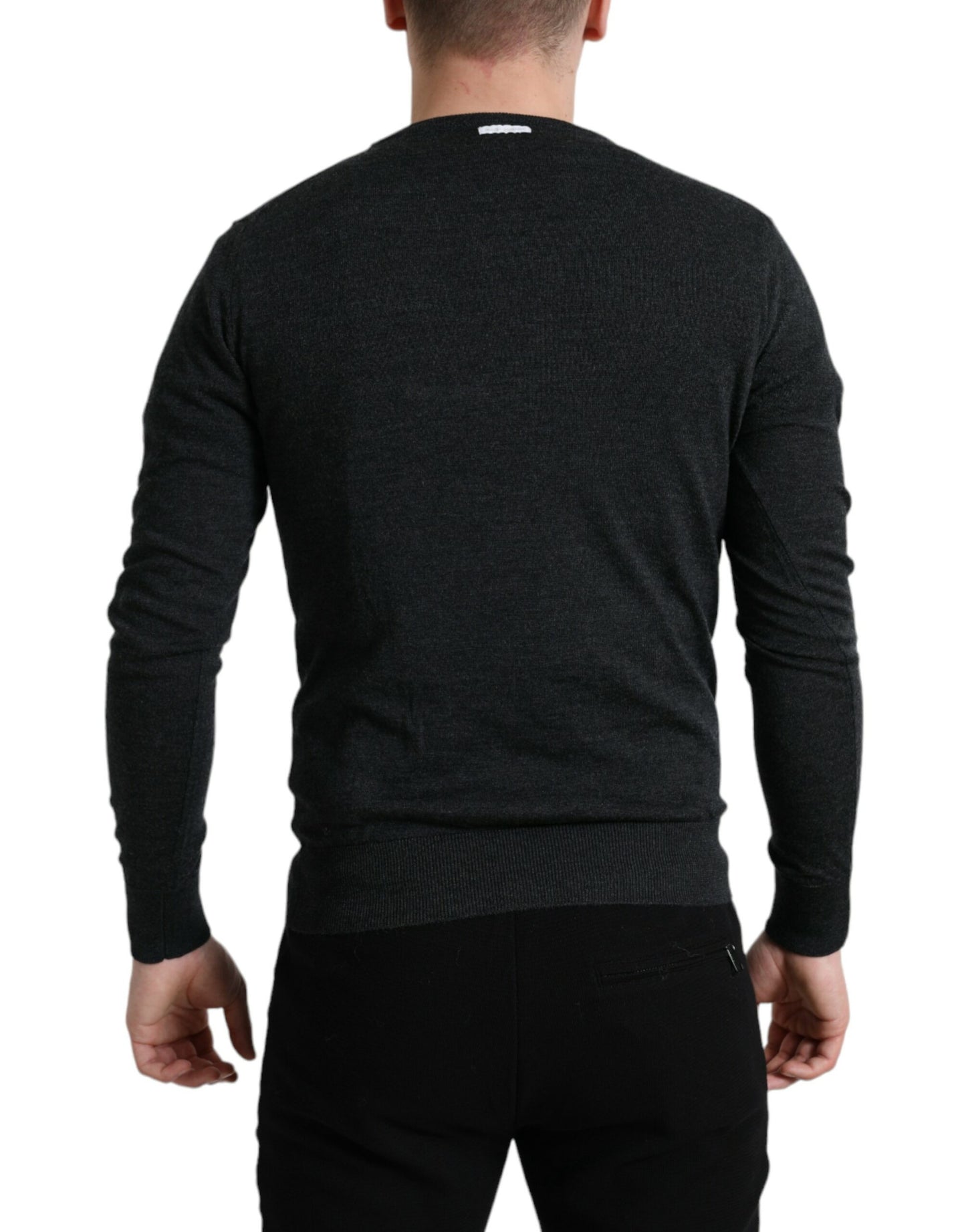 - Elegant Gray Wool Pullover Sweater
