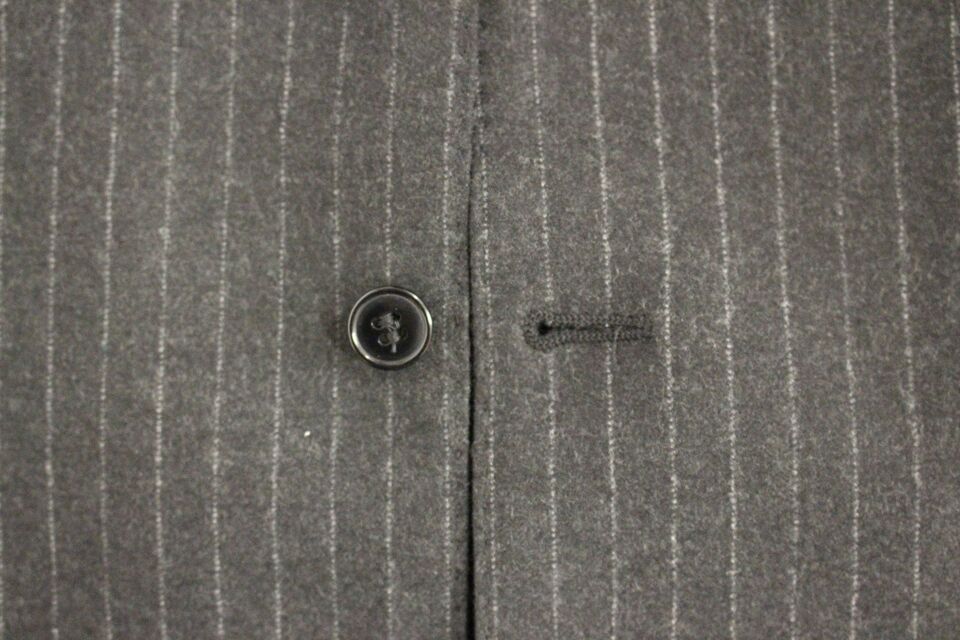 - Elegant Gray Striped Wool Dress Vest
