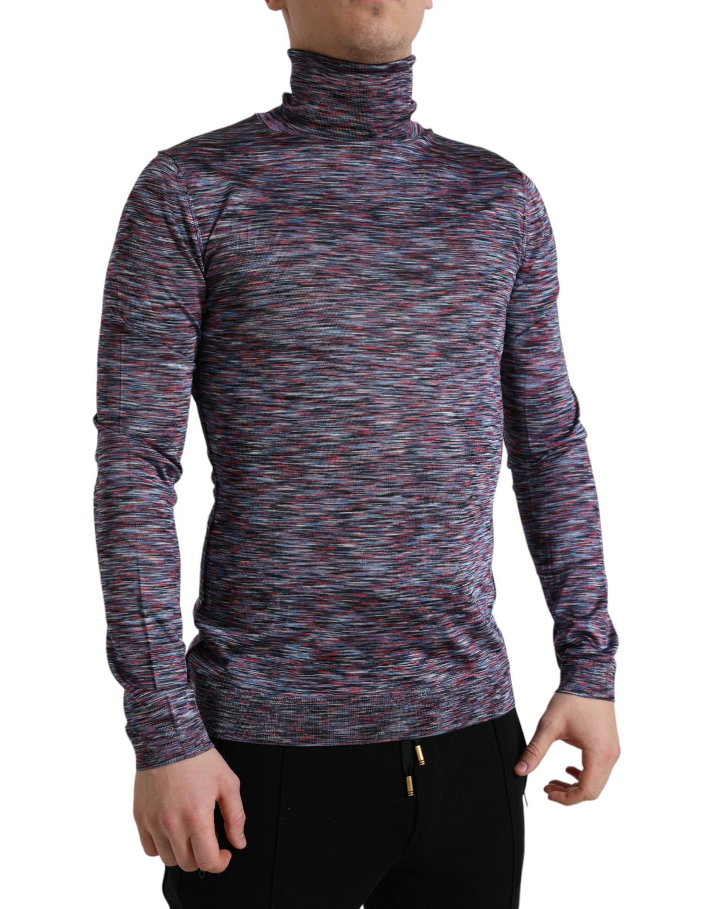 - Elegant Turtleneck Pullover Sweater in Blue Purple