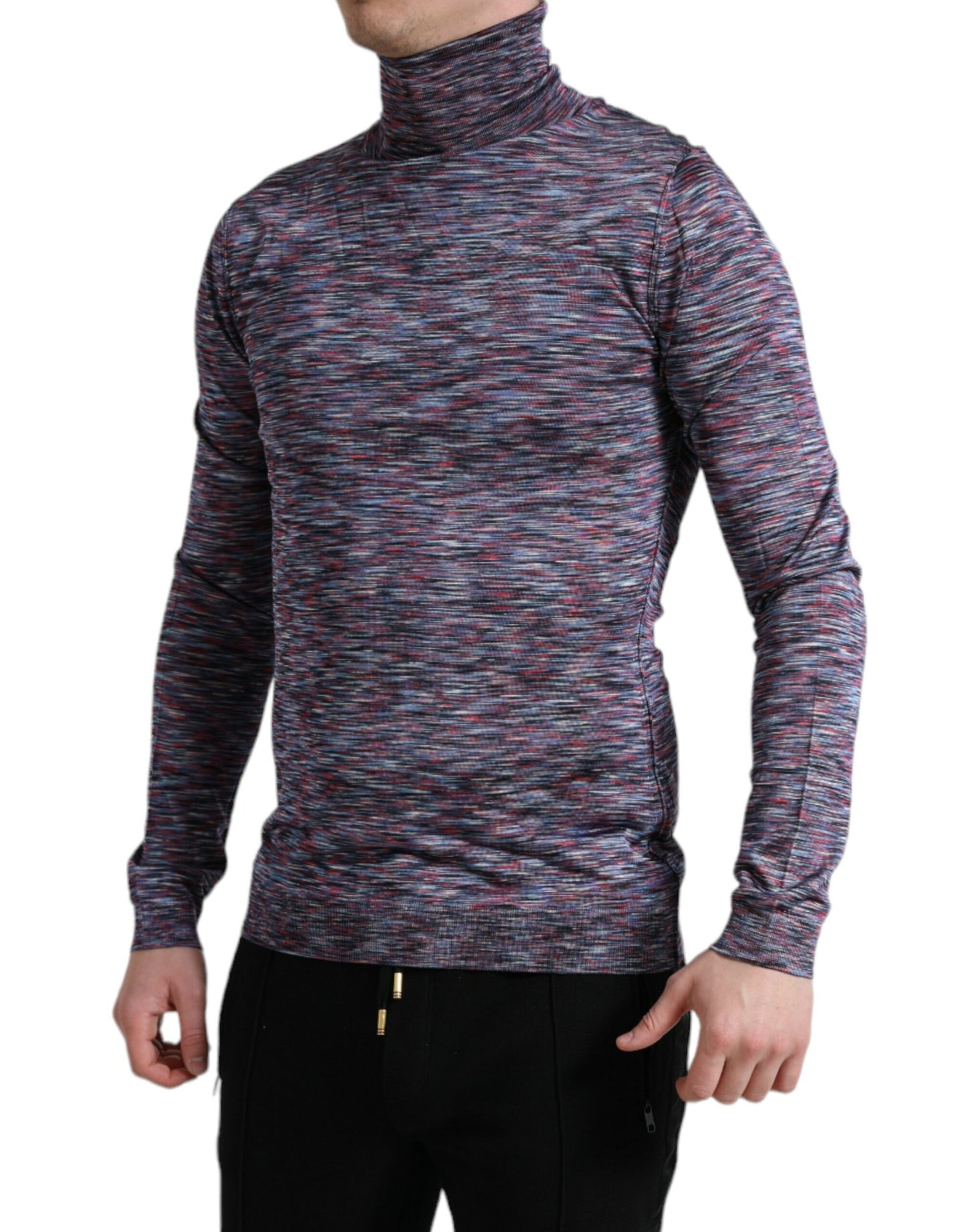 - Elegant Turtleneck Pullover Sweater in Blue Purple