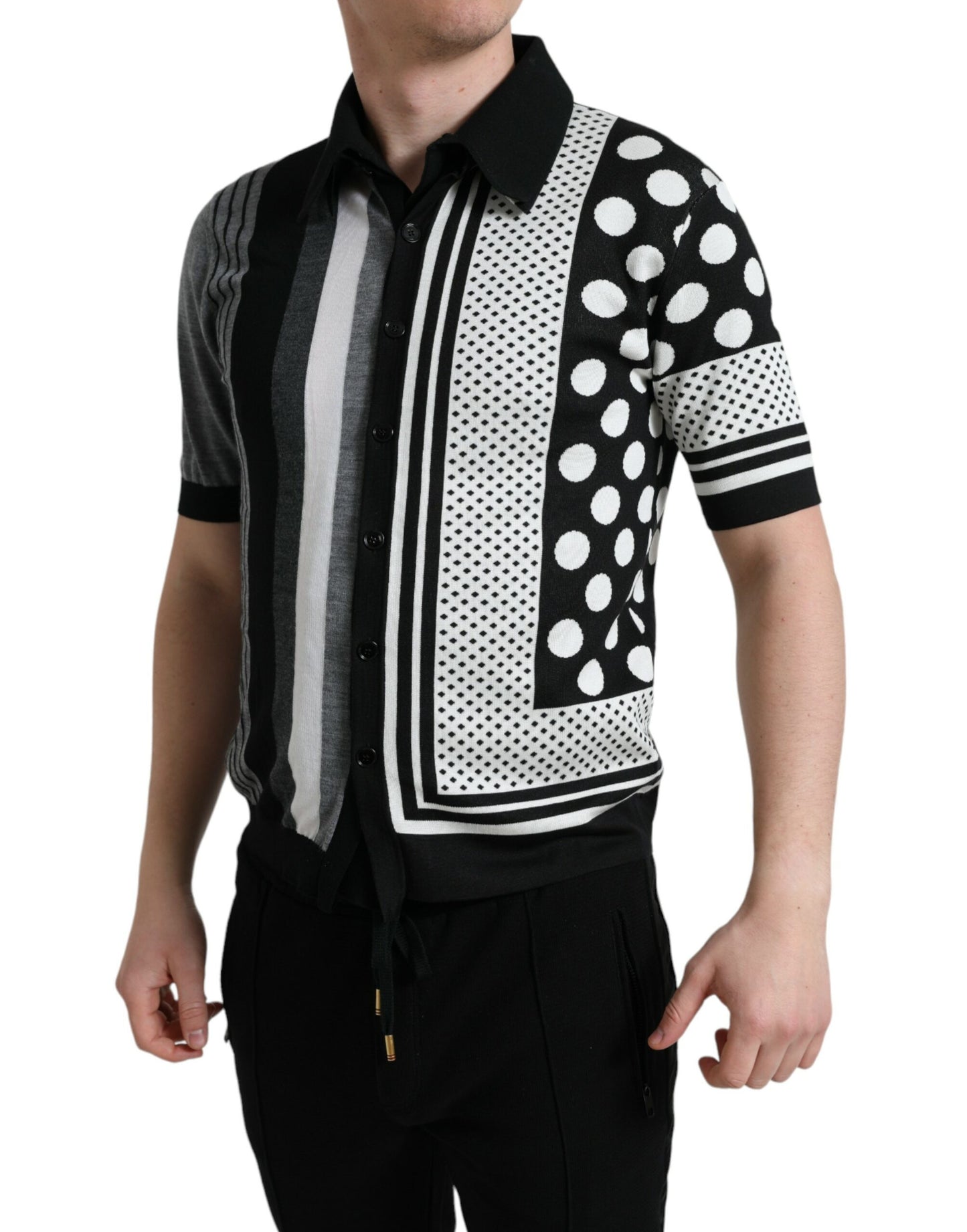 - Elegant Striped Silk Blend Cardigan