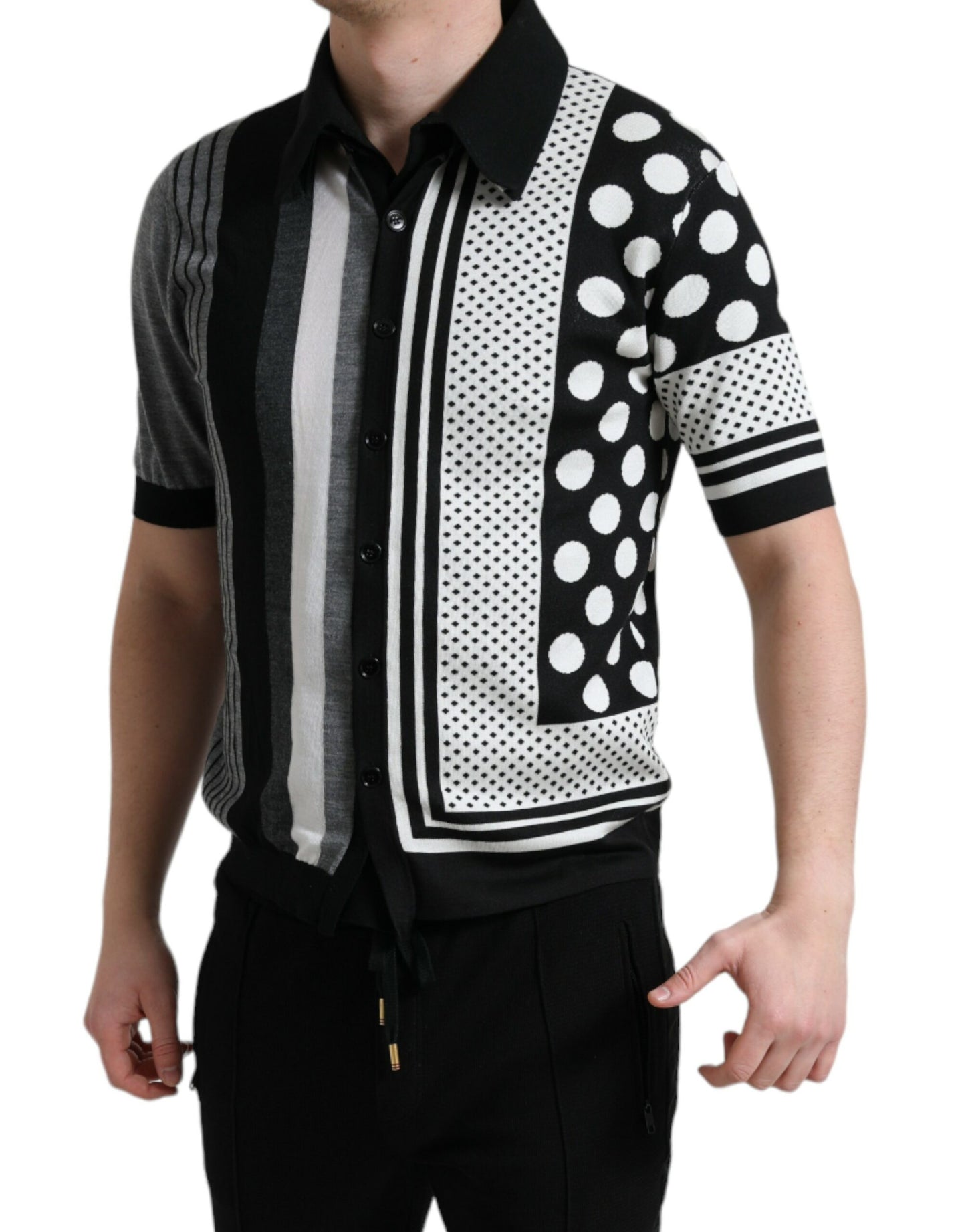 - Elegant Striped Silk Blend Cardigan