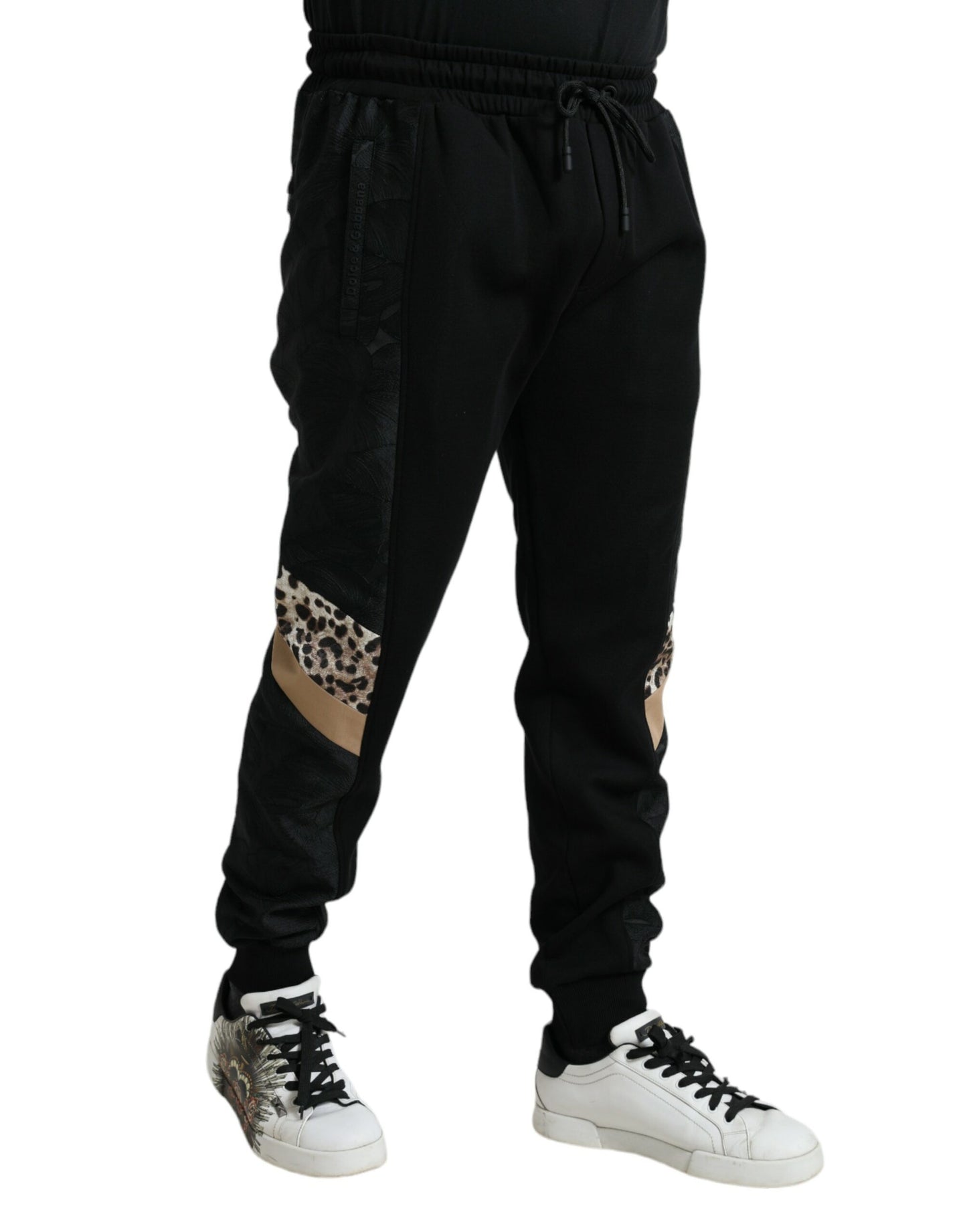 - Elegant Black Leopard Jogger Pants