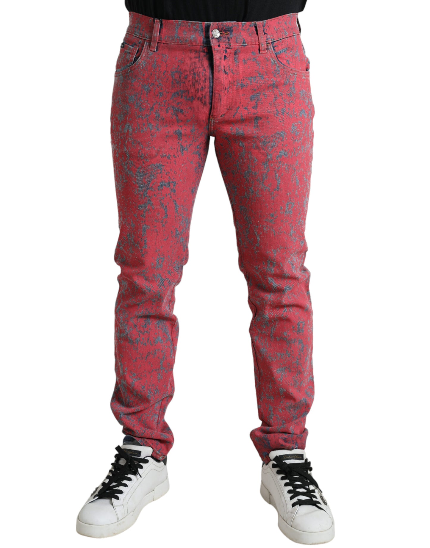 - Red Tie Dye Skinny Denim Jeans
