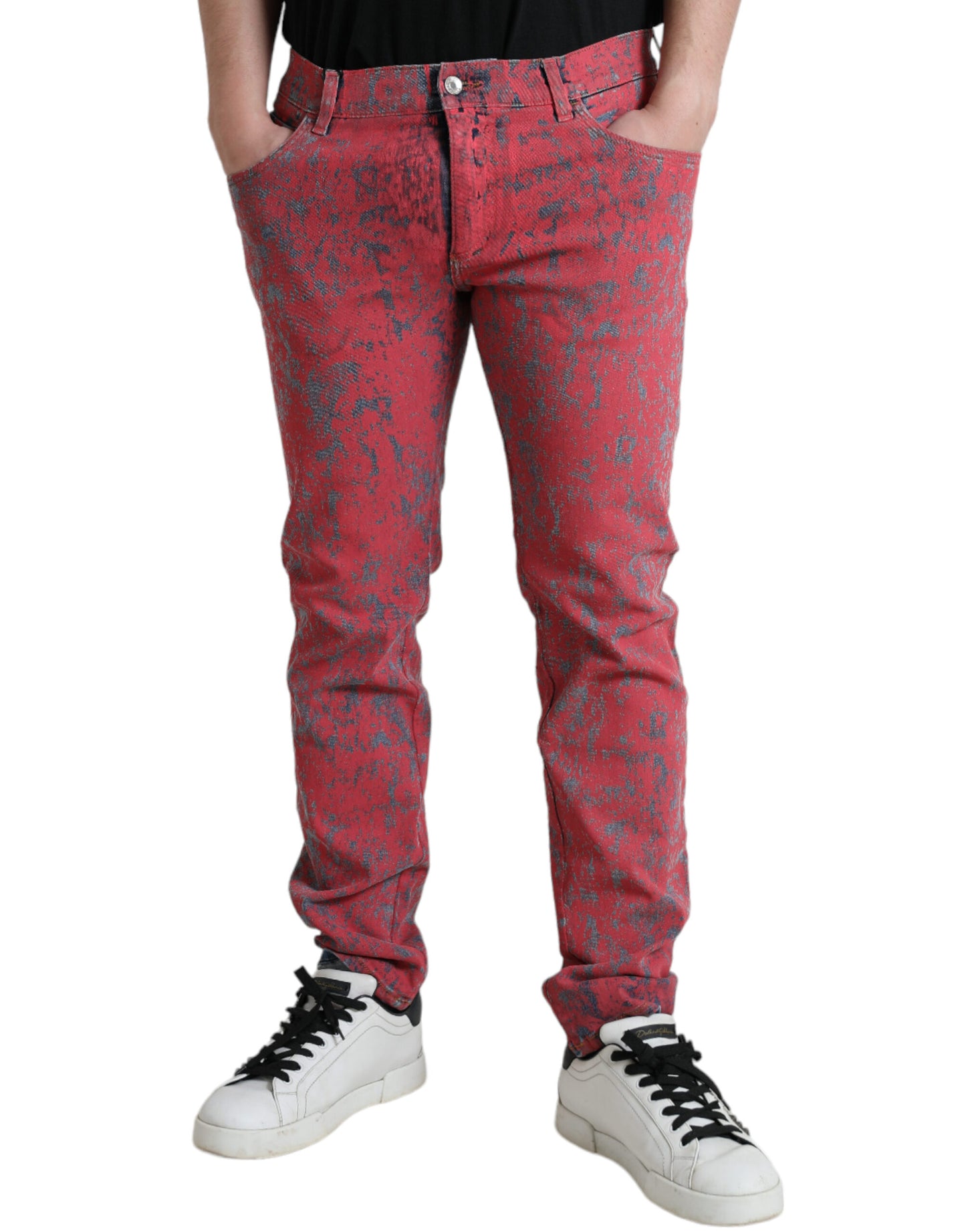 - Red Tie Dye Skinny Denim Jeans