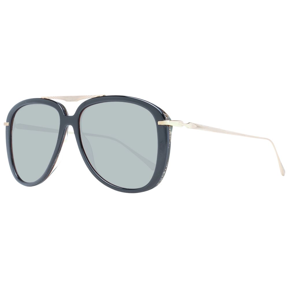 Scotch & Soda Men's Aviator Sunglasses – Black Metal Frame with Grey Lenses, 57mm