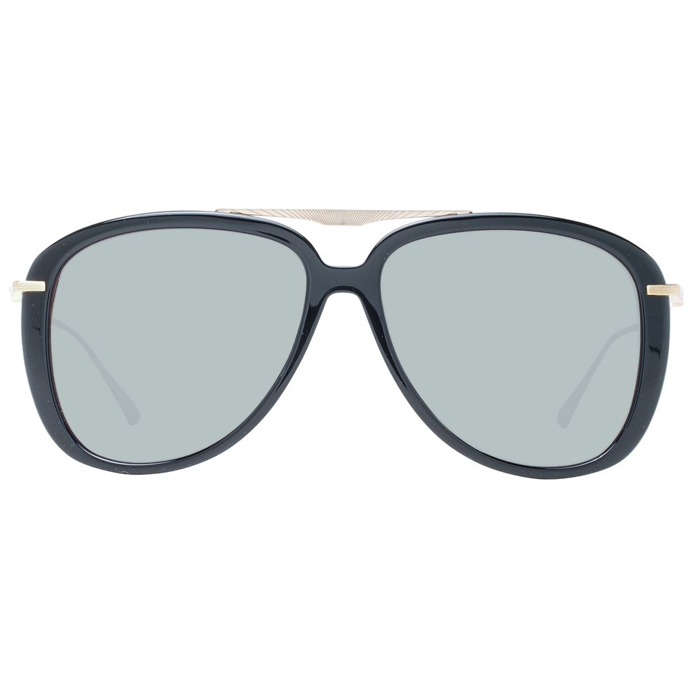 Scotch & Soda Men's Aviator Sunglasses – Black Metal Frame with Grey Lenses, 57mm