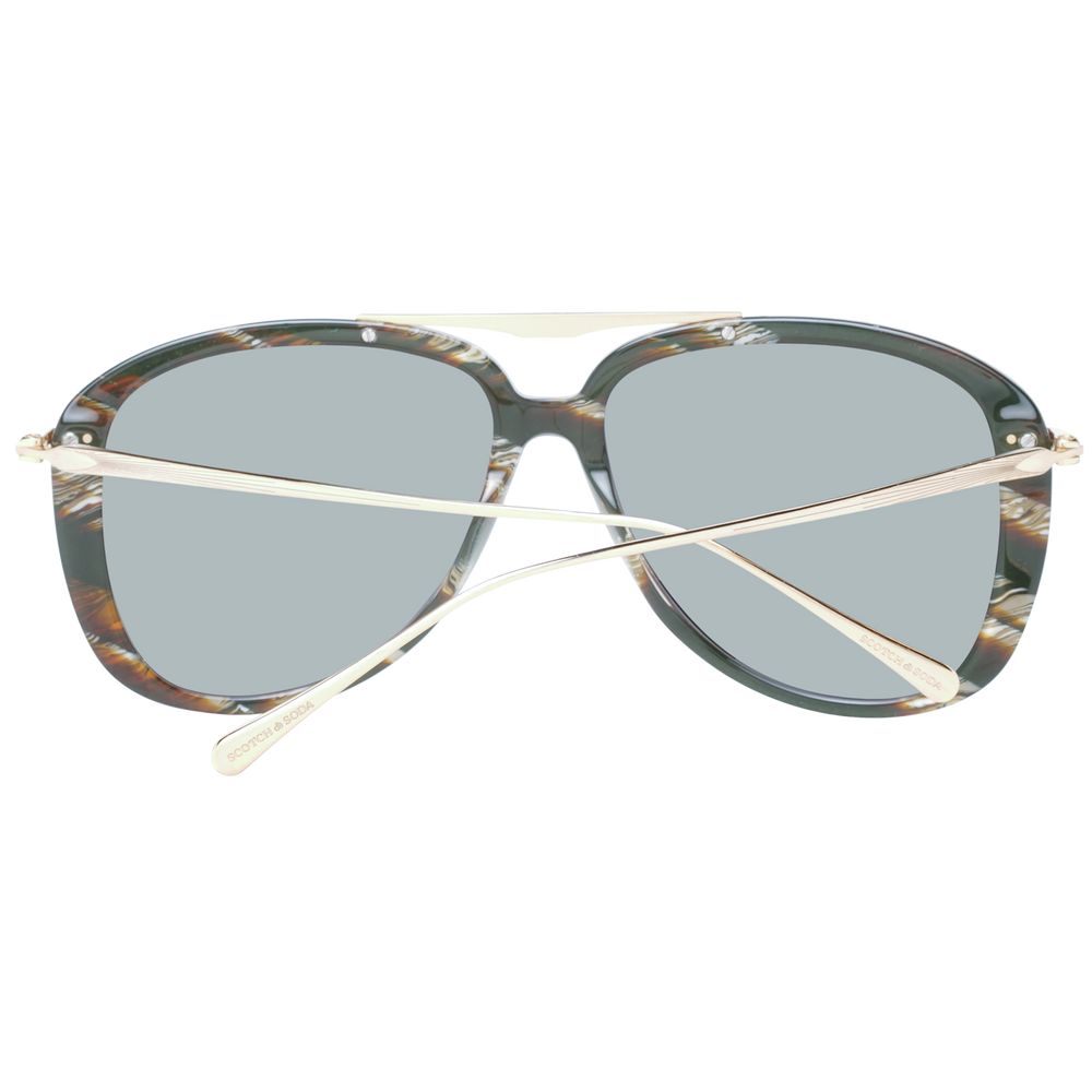 Scotch & Soda Men's Aviator Sunglasses – Black Metal Frame with Grey Lenses, 57mm