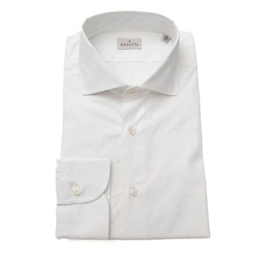 - White Cotton Men's Slim Shirt