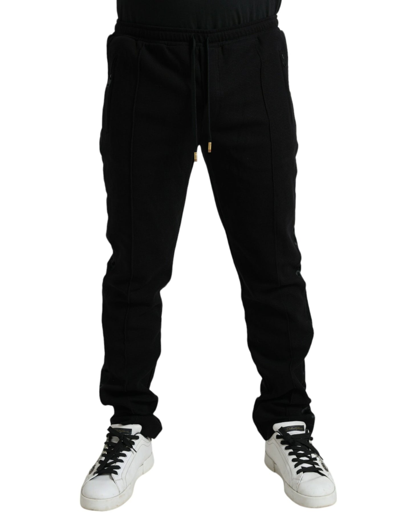 - Elegant Black Cotton Blend Jogger Pants