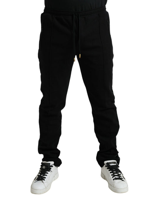 - Elegant Black Cotton Blend Jogger Pants